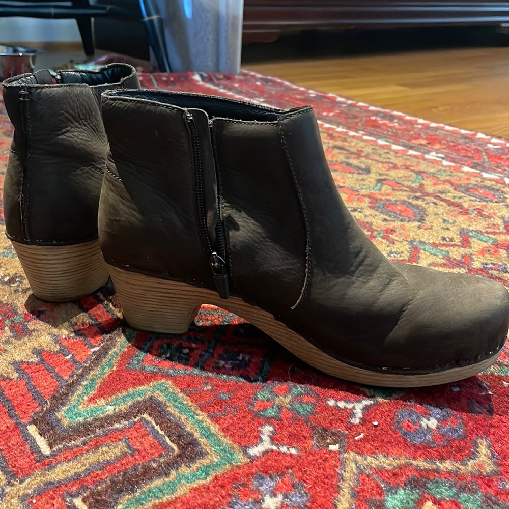 DANSKO dark brown zip booties clog like sole - 41 - womens 10.5 or so